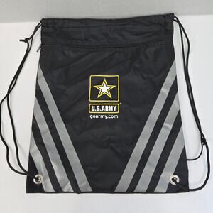 U.S. Army Military Drawstring Back Pack Cinch Sack Bag Black Gray & Yellow - NEW